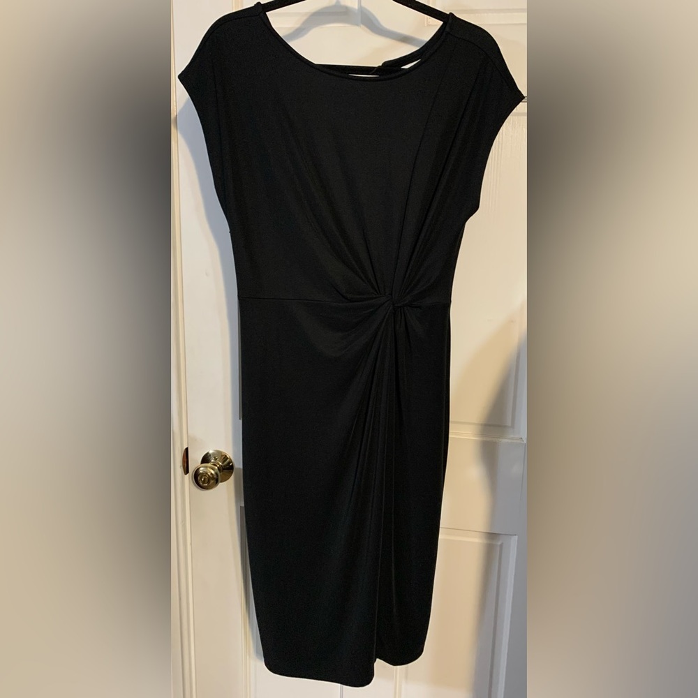 Nordstrom Black Midi Dress with Twist-Knot Detail